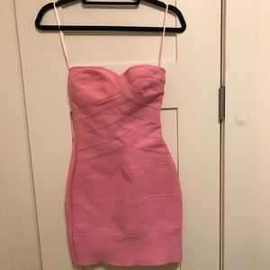 Pink strapless bandage dress